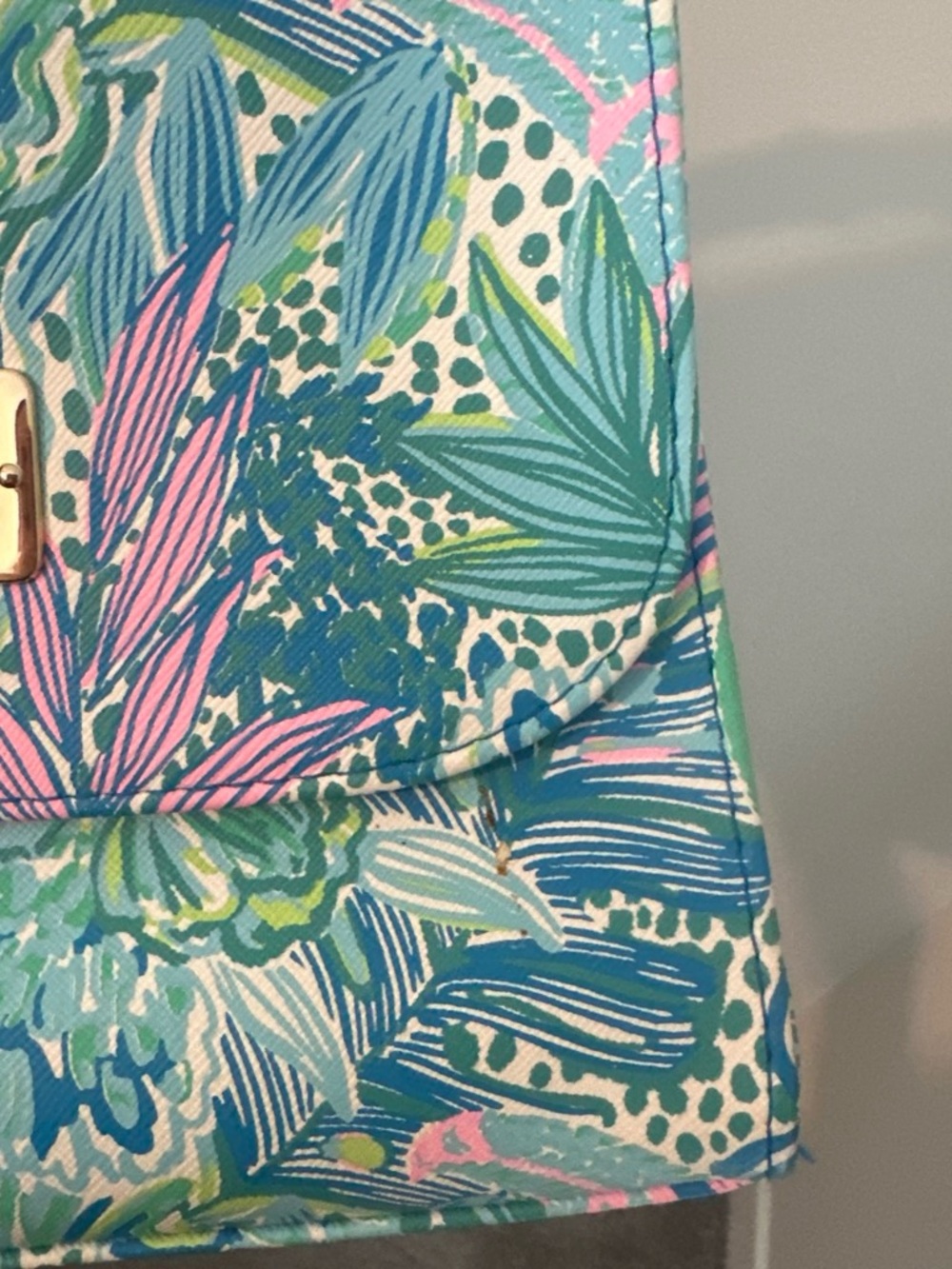 Lilly Pulitzer Teal, Blue & Pink Bamboo-Handle Mini Top-Handle Bag - Picture 2 of 2